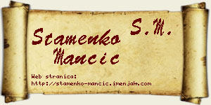 Stamenko Mančić vizit kartica